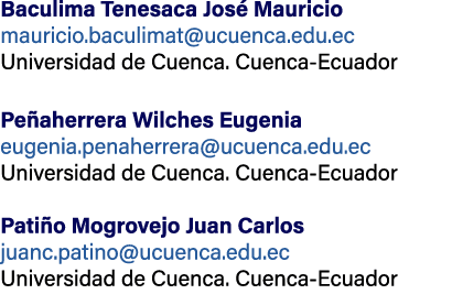 Baculima Tenesaca Jos Mauricio mauricio.baculimat@ucuenca.edu.ec Universidad de Cuenca. Cuenca Ecuador Pe aherrera W...