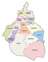 Mexiko city administrative and political vector map
