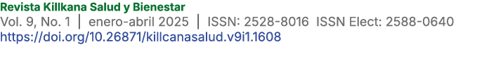 Revista Killkana Salud y Bienestar Vol. 9, No. 1 | enero abril 2025 | ISSN: 2528 8016 ISSN Elect: 2588 0640 https://d...