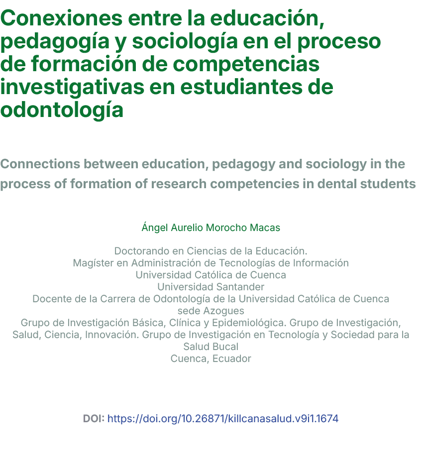 Conexiones entre la educaci n, pedagog a y sociolog a en el proceso de formaci n de competencias investigativas en es...