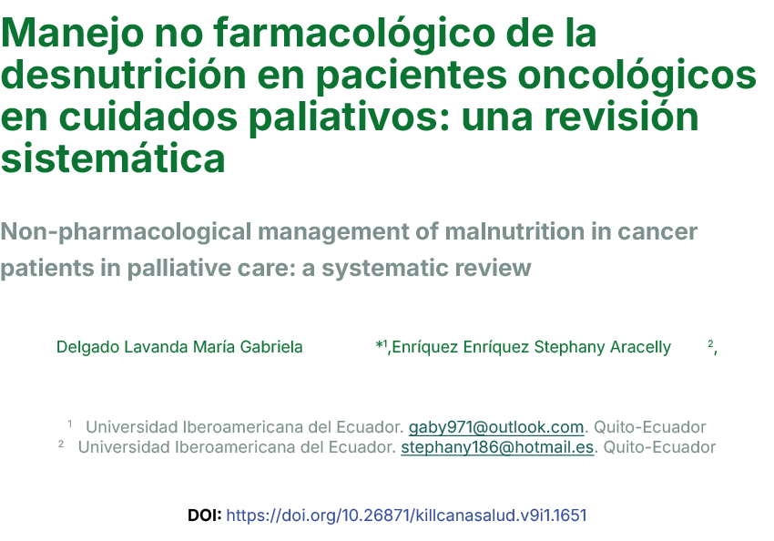 Manejo no farmacol gico de la desnutrici n en pacientes oncol gicos en cuidados paliativos: una revisi n sistem tica ...