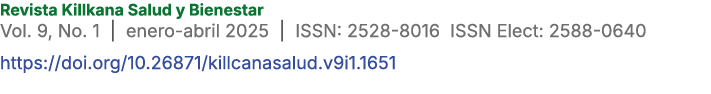 Revista Killkana Salud y Bienestar Vol. 9, No. 1 | enero abril 2025 | ISSN: 2528 8016 ISSN Elect: 2588 0640 https://d...