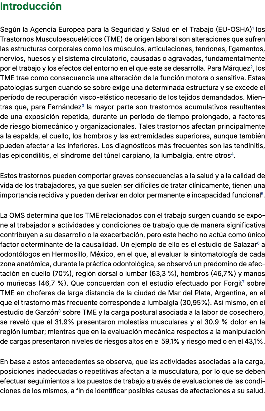 Introducci n Seg n la Agencia Europea para la Seguridad y Salud en el Trabajo (EU OSHA)1 los Trastornos Musculoesquel...