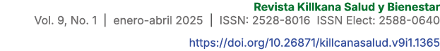 Revista Killkana Salud y Bienestar Vol. 9, No. 1 | enero abril 2025 | ISSN: 2528 8016 ISSN Elect: 2588 0640 https://d...