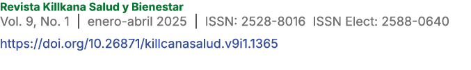 Revista Killkana Salud y Bienestar Vol. 9, No. 1 | enero abril 2025 | ISSN: 2528 8016 ISSN Elect: 2588 0640 https://d...