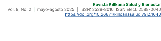 Revista Killkana Salud y Bienestar Vol. 9, No. 2 | mayo agosto 2025 | ISSN: 2528 8016 ISSN Elect: 2588 0640 https://d...