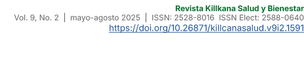 Revista Killkana Salud y Bienestar Vol. 9, No. 2 | mayo agosto 2025 | ISSN: 2528 8016 ISSN Elect: 2588 0640 https://d...