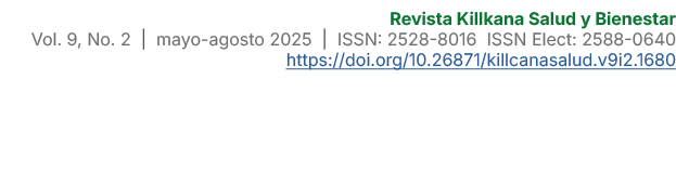 Revista Killkana Salud y Bienestar Vol. 9, No. 2 | mayo agosto 2025 | ISSN: 2528 8016 ISSN Elect: 2588 0640 https://d...