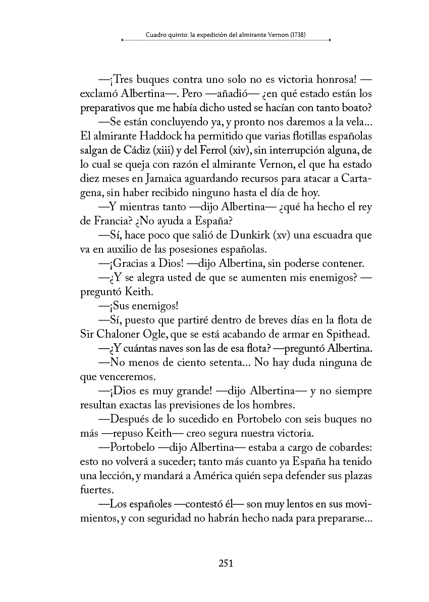Texto en espa ol que presenta un di logo entre personajes discutiendo sobre la guerra, la valent a y la situaci n pol tica en un contexto hist rico. Descripci n generada con IA