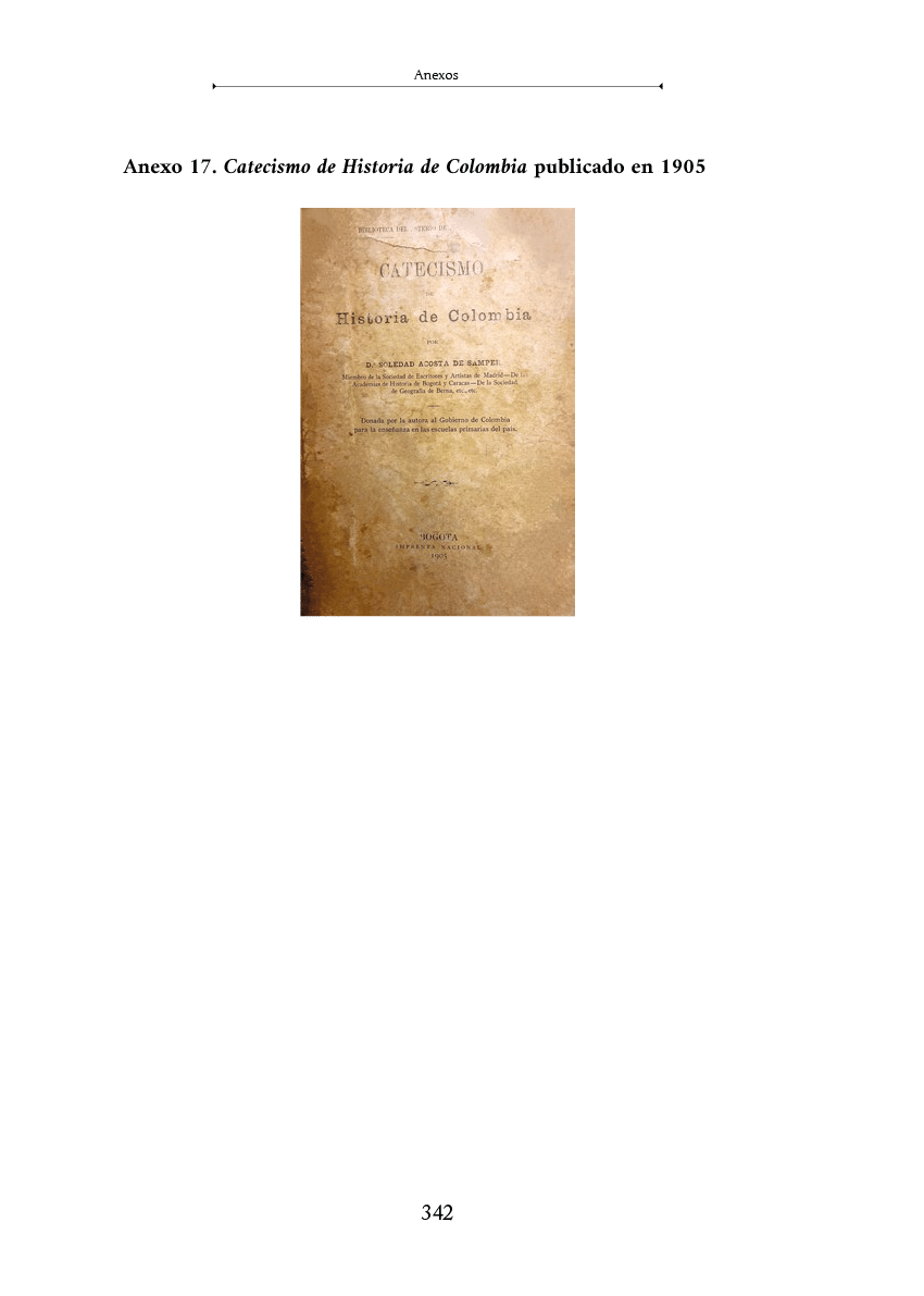 Portada antigua de un libro titulado Lecciones de Historia de Colombia publicado en 1896 con texto en estilo cl sico sobre fondo marr n envejecido. Descripci n generada con IA
