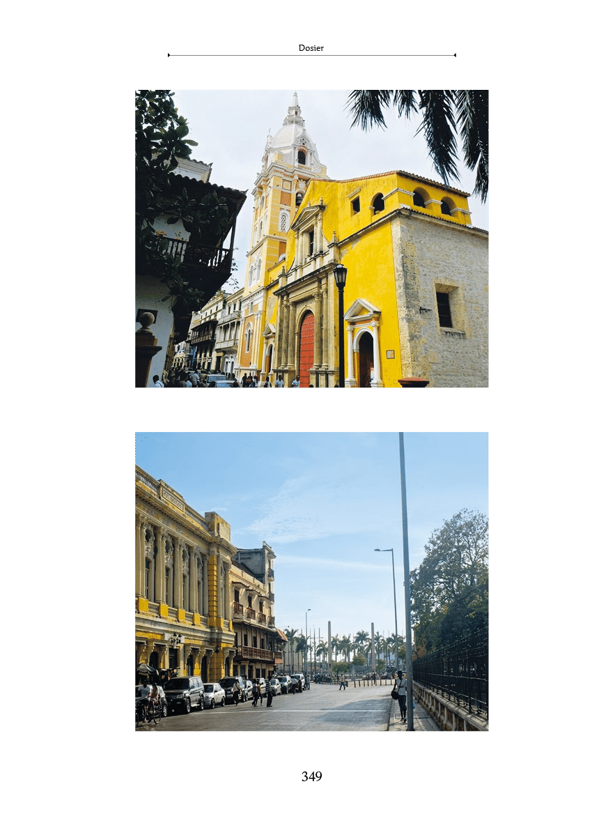 Una calle urbana con edificios hist ricos de arquitectura colonial y personas caminando junto a veh culos estacionados bajo un cielo despejado. Descripci n generada con IA