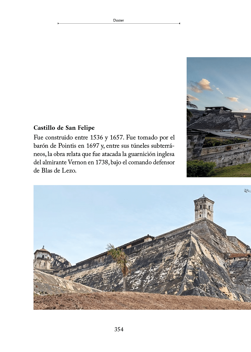 Castillo hist rico de San Felipe con muros de piedra y una torre de vigilancia bajo un cielo azul con algunas nubes. Descripci n generada con IA